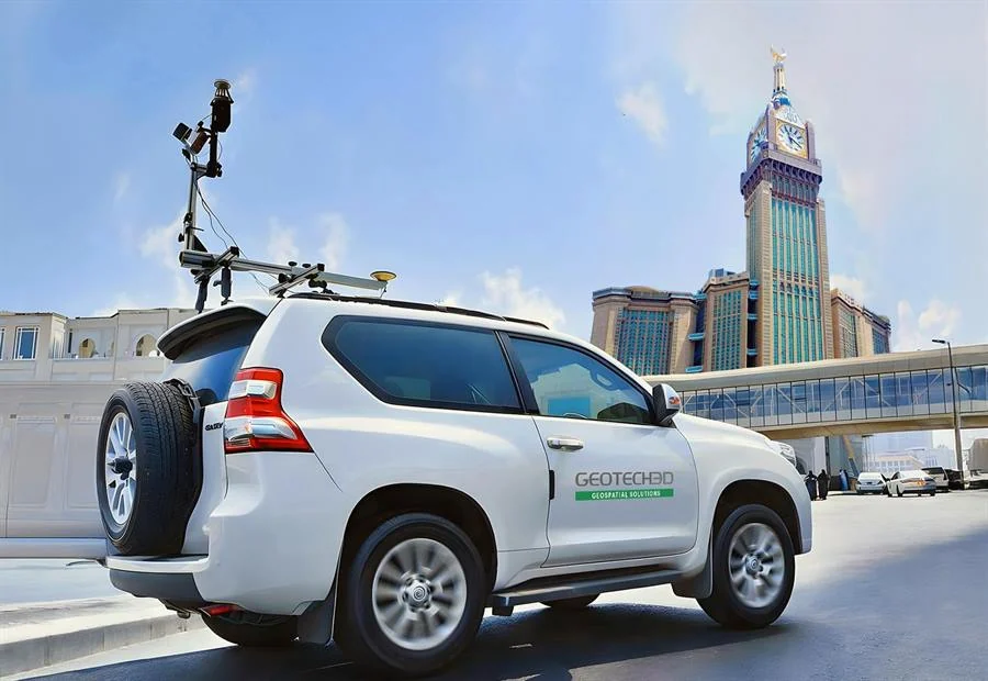 GEOTECH 3D mobile mapping vehicle near Makkah clock tower